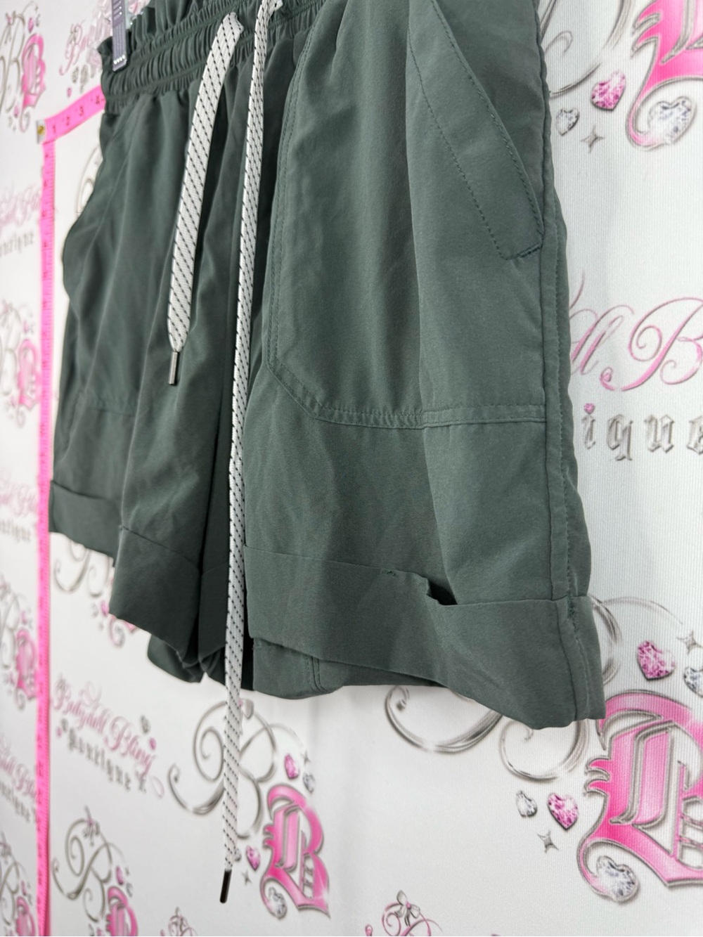 Zella shorts grey High-Waist Drawstring Shorts in Olive Green - Picture 4 of 7